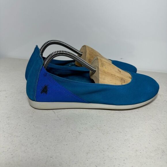 FLY London Women’s Cupido Leather Logo Slip On Flats Blue Leather EU 38-7 - Picture 6 of 8